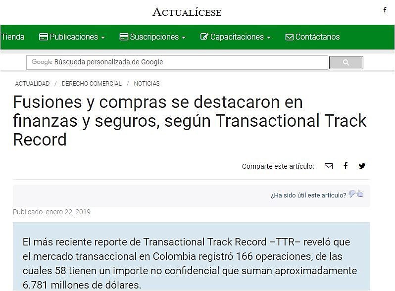 Fusiones y compras se destacaron en finanzas y seguros, segn Transactional Track Record